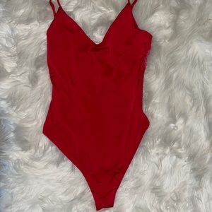 Red silk bodysuit